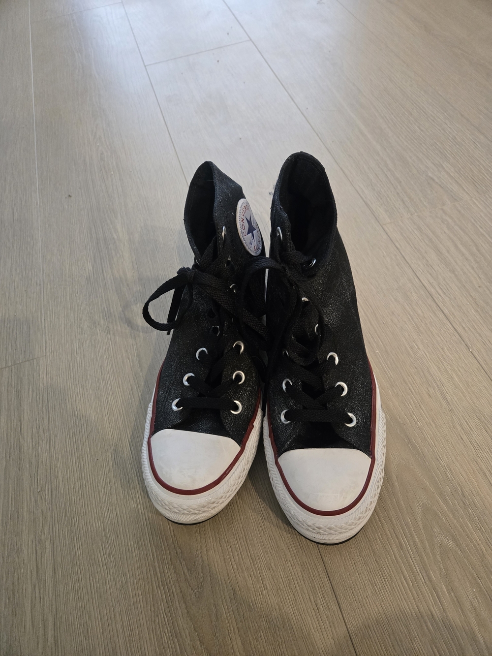Converse Chuck Taylor All Star Hidden Wedge Sneakers - Black with Red Trim